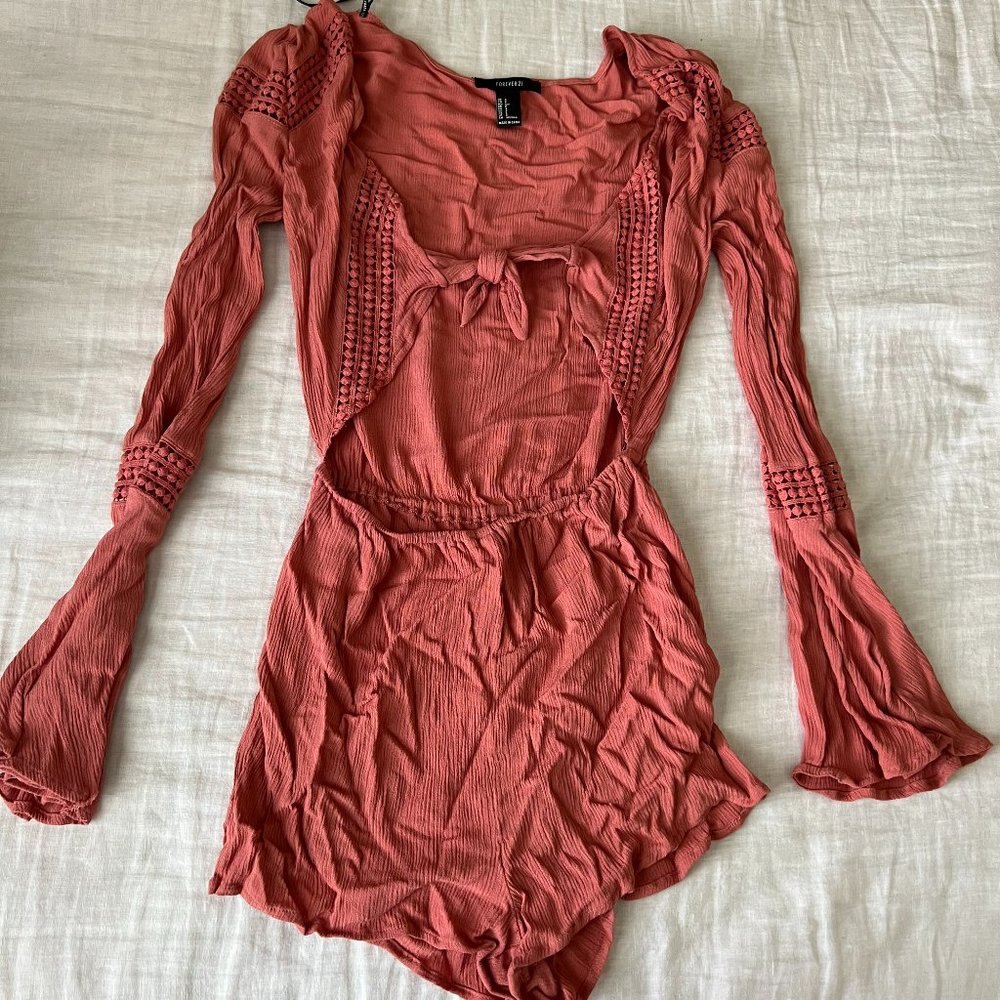 Coral/Pink Cut out Romper